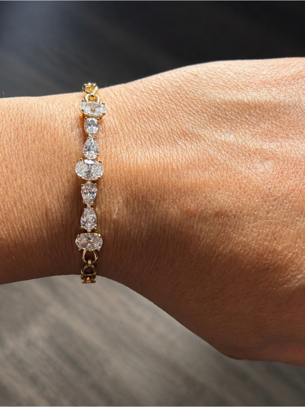 Gold-Filled Mixed-Cut Crystal Tennis Bracelet